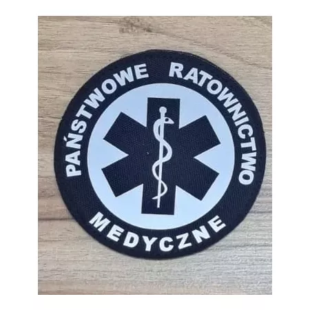 Emblemat okrągły na lewy rękaw PAŃSTWOWE RATOWNICTWO MEDYCZNE